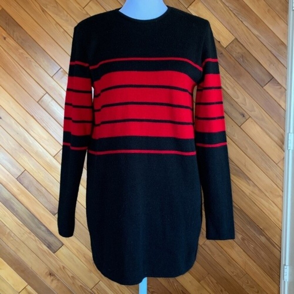 Vintage 90s Red and Black Striped Longline Sweater